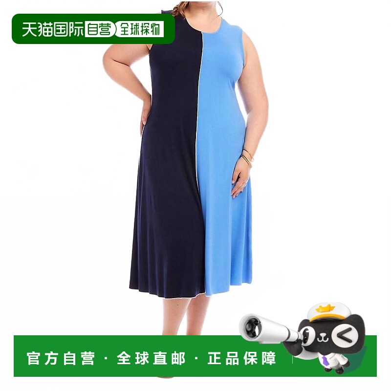 自营karen kaneSleeveless Colorblock Midi Dress - Plus In Nav