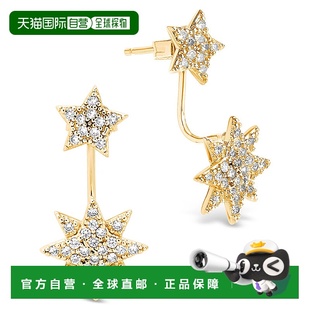 sterling foreverCZ Starburst Jacket 耳环-金色 - 金色 【美国