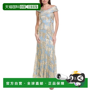 Leaf Foil Papell 美国奥莱直 Gown blue Mermaid 自营Adrianna