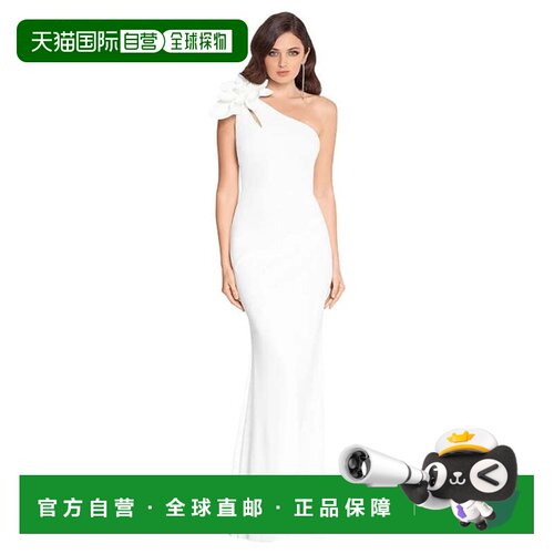 自营XSCAPE Dress Women's White Scuba Ruched Cutout One-Shoul
