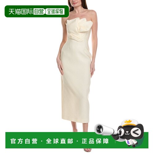 自营Lela Rose Draped Tulip Silk-Blend Sheath Dress - white