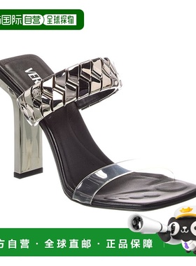 自营Versace Slice Leather & Vinyl Mule - black 美国奥莱直发