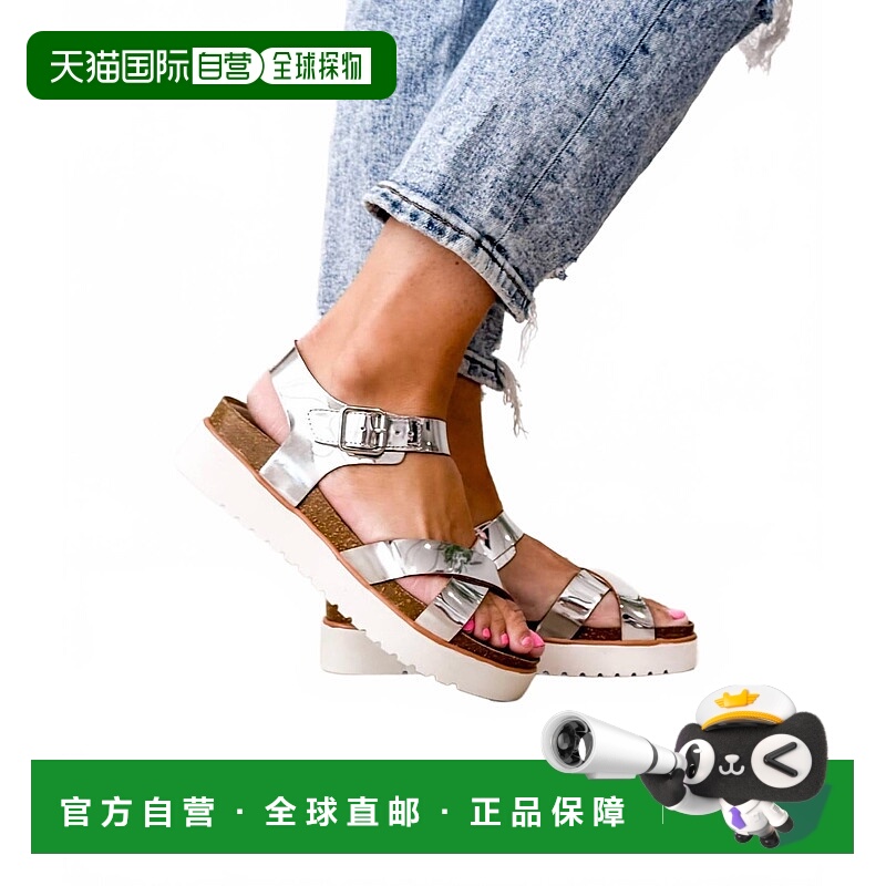 自营not rated footwear银色女式Oetter凉鞋 美国奥莱直发