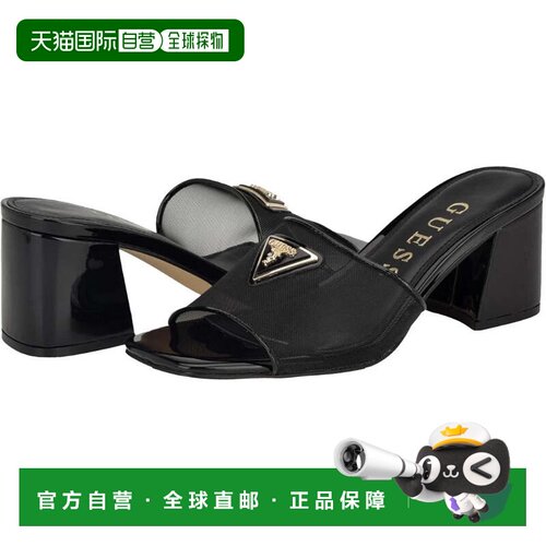 自营Guess Gable凉鞋女M黑色方头一脚蹬粗跟HTAT1057-黑色 美国奥