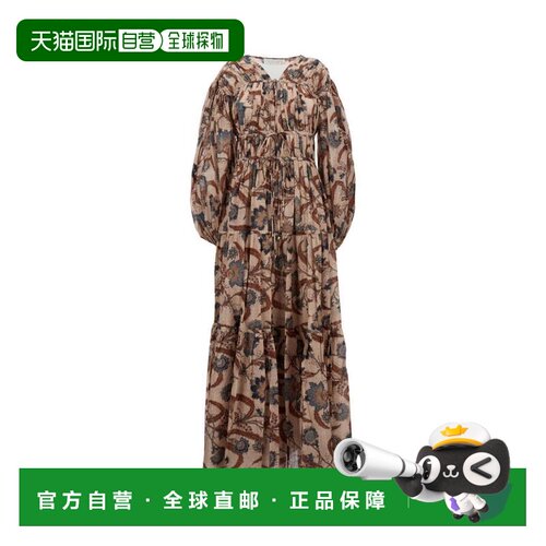 自营zimmermannMaxi Dress With Puff Sleeves And V-Neck Design