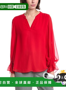 自营Vince Camuto Ruffle Blouse - red 美国奥莱直发上衣
