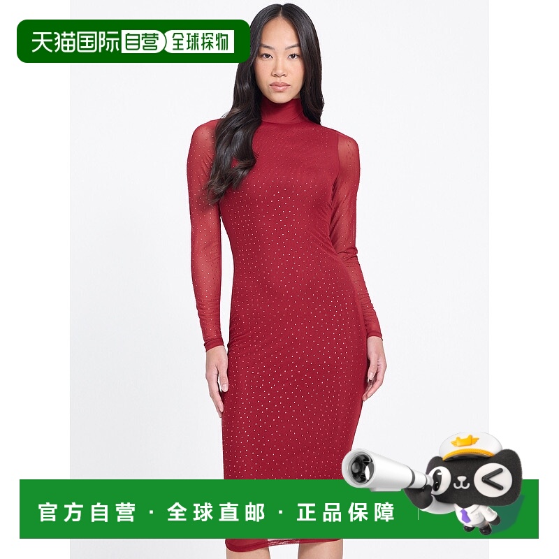 自营guessMargo Sequin Knit Dress - beet juice red 美国奥莱直
