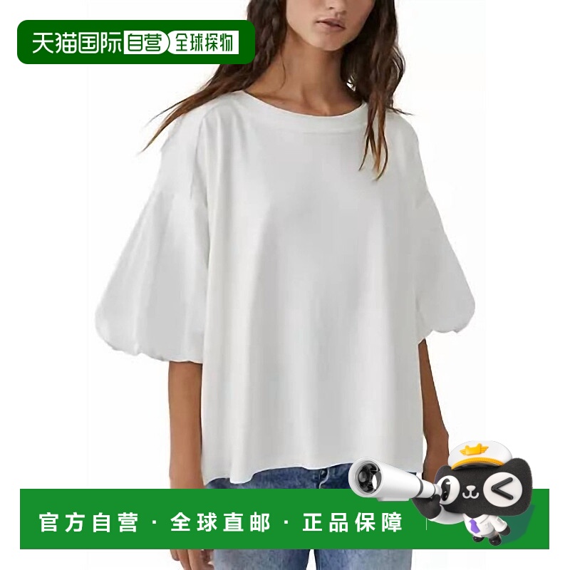 自营free people白色大Blossom T恤 美国奥莱直发