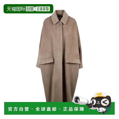 自营marella灰色羊驼毛-Icam羊毛大衣-棕色 美国奥莱直发