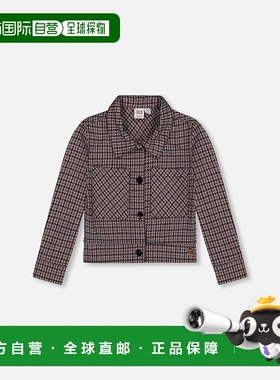 自营deux par deuxJacquard Knit Jacket with Houndstooth Patte