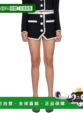 1h可退 香港直邮潮奢 Balmain 巴尔曼 女士 黑色流苏短裙 AF1LA05