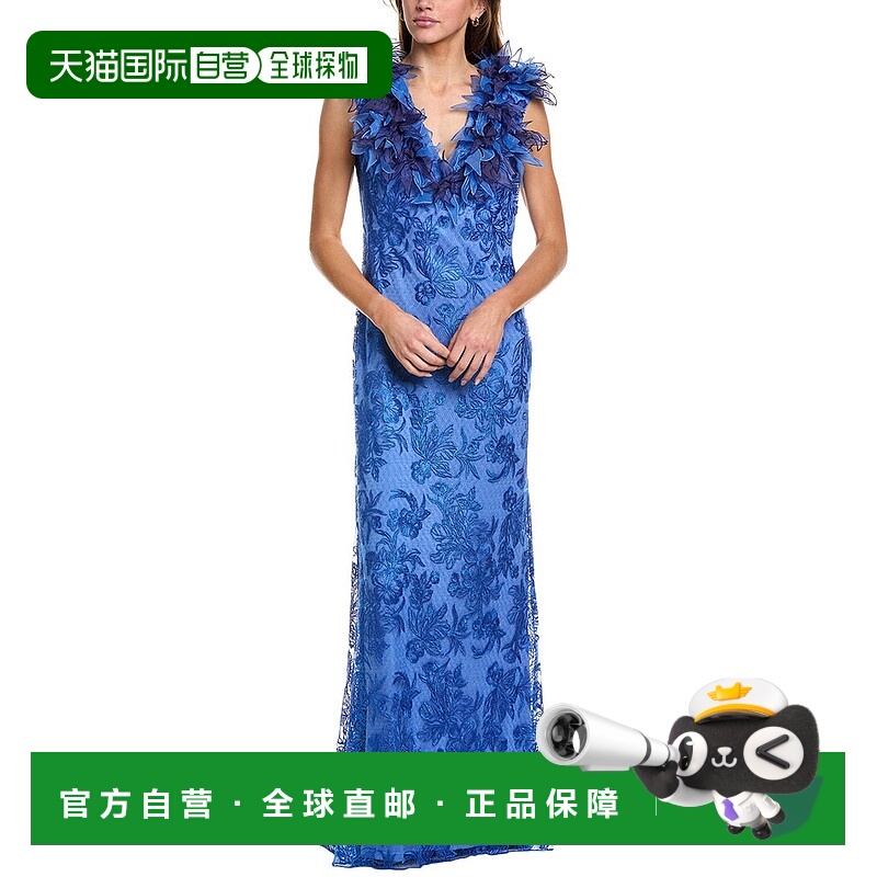 自营 Tadashi Shoji Lace Gown - Blue 长裙连衣裙美国直发奥莱