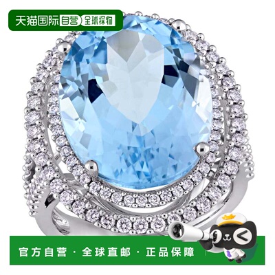 自营 Mimi & Max 22ct TGW Oval Sky Blue Topaz 7/8ct TW Diamon