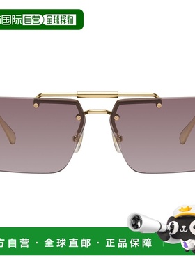 1h可退 香港直邮潮奢 versace 范思哲 男士 金色 Rimless 太阳镜