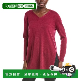 粉红色 自营 费舍尔V领束腰羊毛毛衣 fisher艾琳 美国奥莱 eileen