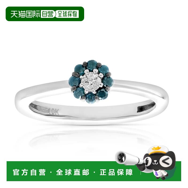 自营 vir jewels 1/5 cttw 蓝色和白色钻石订婚戒指新娘 10K 白金