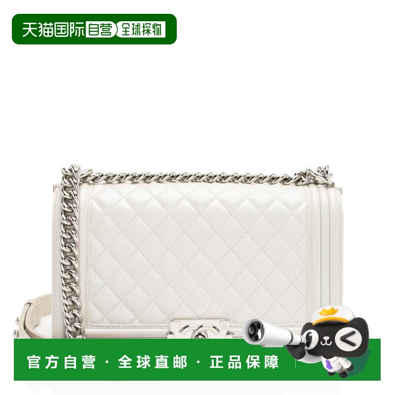 自营Chanel虹彩小牛皮旧中号男童包-白色 美国奥莱直发斜挎包男包