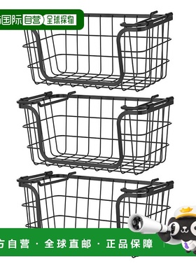 自营 Oceanstar 可堆叠金属线收纳篮套装，适用于餐具室、台面、