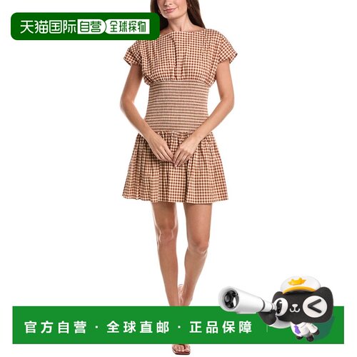 自营avec les filles与女孩的帽子脖子下降等待迷你连衣裙-多 美