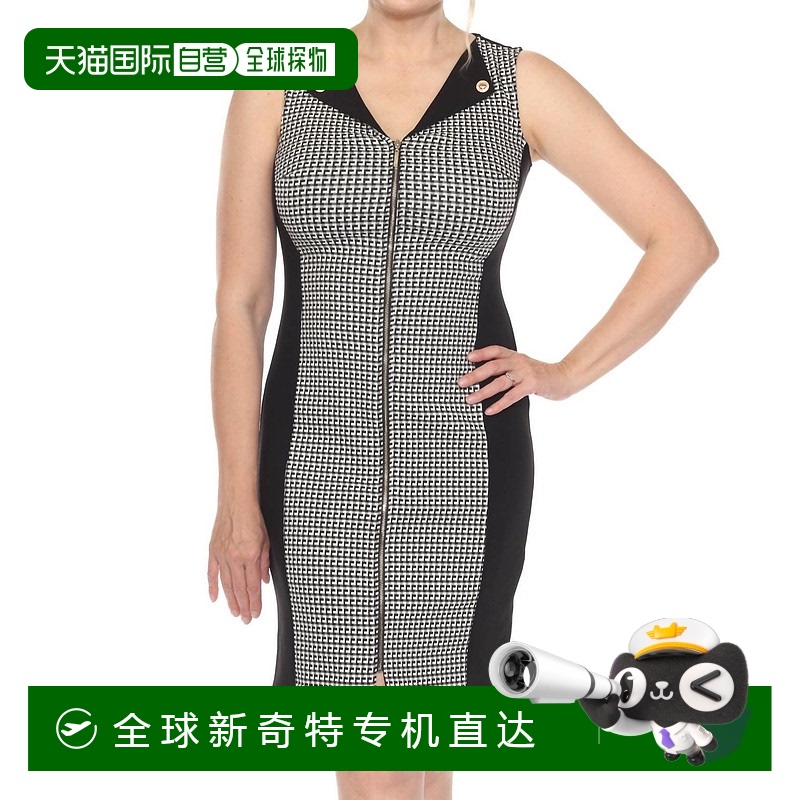 自营 joseph ribkoffGeometric Blocked Zip Front Sheath Dress