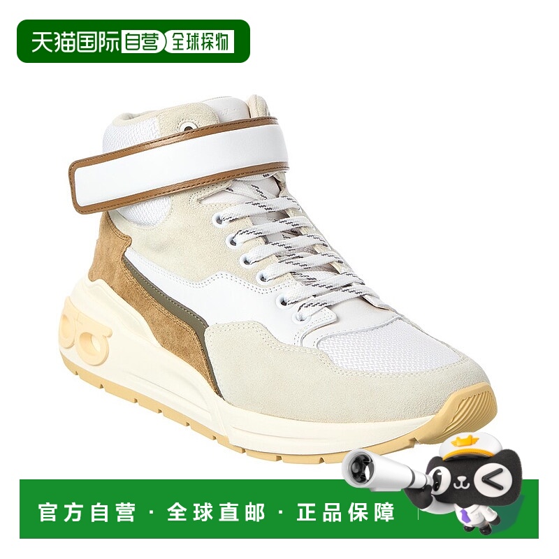 自营salvatore ferragamo菲拉格慕Cosma皮革网眼高帮运动鞋-白色