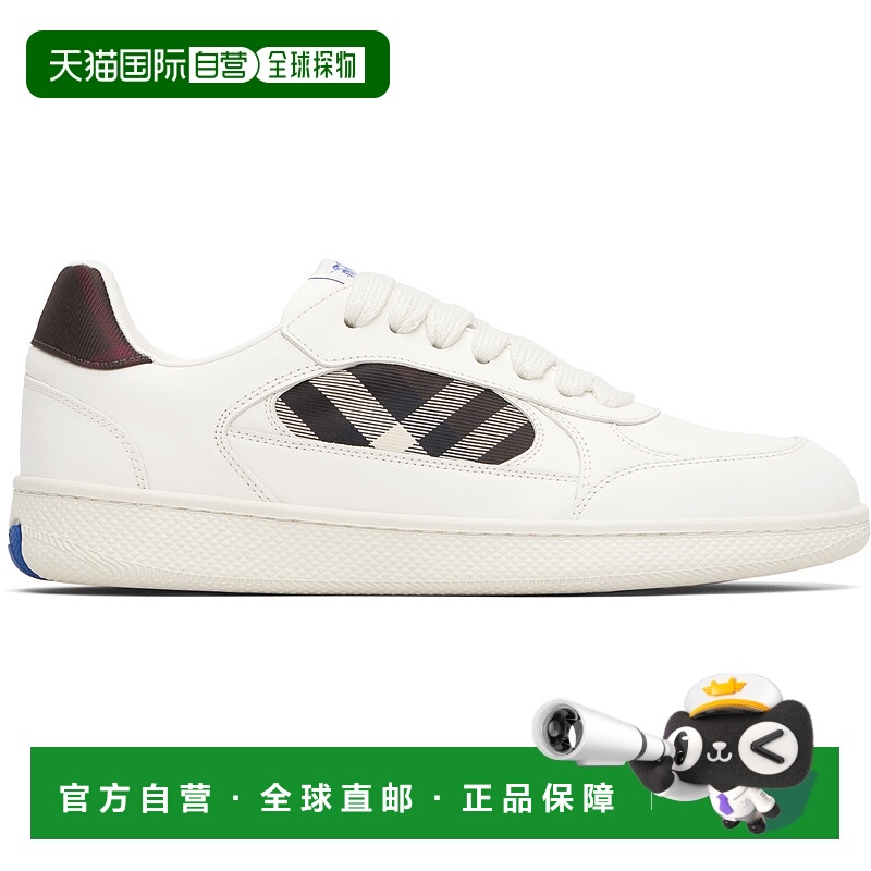 1h可退 香港直邮潮奢 Burberry 巴宝莉 男士 白色 Leather & Chec