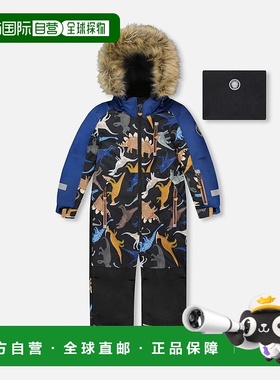自营deux par deuxOne-Piece Play Snowsuit Black Dinosaur Prin