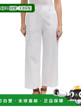 自营Ellen Tracy女式亚麻阔腿长裤-白色 新款 美国奥莱直发宽腿