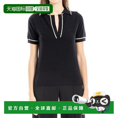 自营Max Studio V-Neck Polo Sweater - black 美国奥莱直发