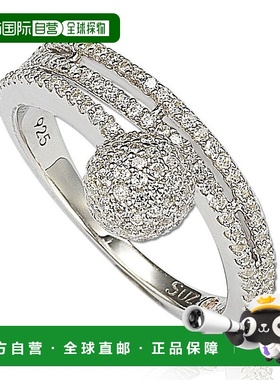 自营 Suzy Levian 纯银方晶锆石密钉球形戒指 - 白色 美国奥莱直