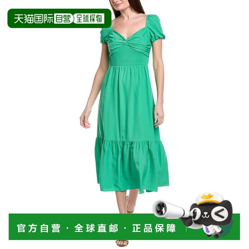 自营Adrianna Papell Short Sleeve Midi Dress - green 美国奥莱