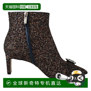靴子女鞋 自營Jimmy 棕色 Hanover Choo 混合面料閃光皮革