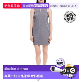 自营 Theory Slit 亚麻混纺直筒连衣裙 - 蓝色 美国奥莱直发