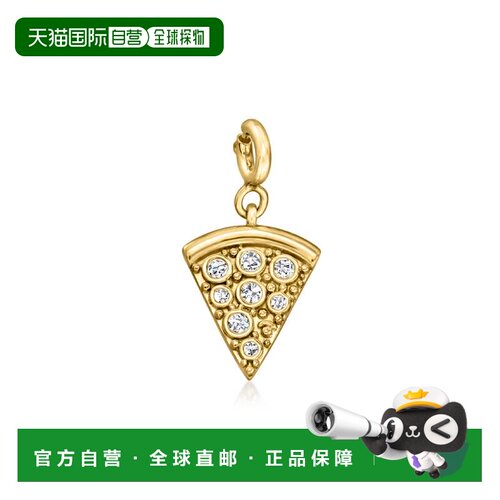 自营Ross-Simons Diamond Pizza Slice Charm in 18kt Gold Over