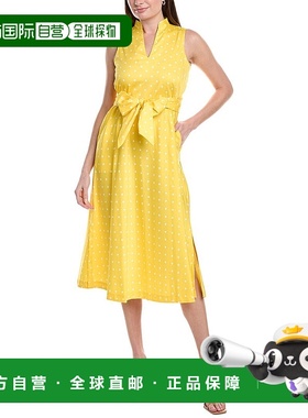 自营Anne Klein娇小Beekman圆点长裙-黄色 新款 美国奥莱直发