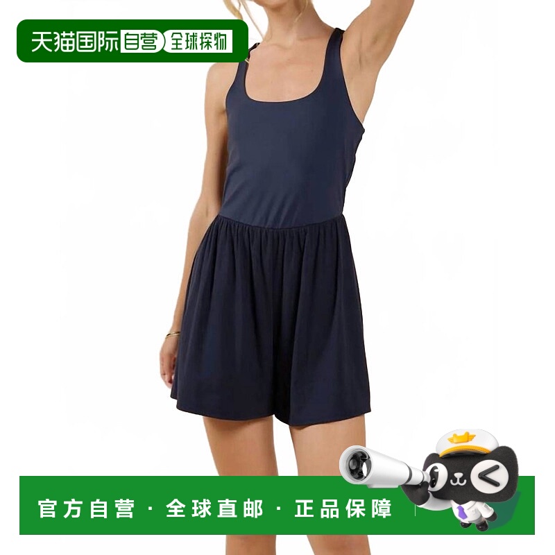 自营sadie & sageOn Point Mixed Media Romper In Navy - navy