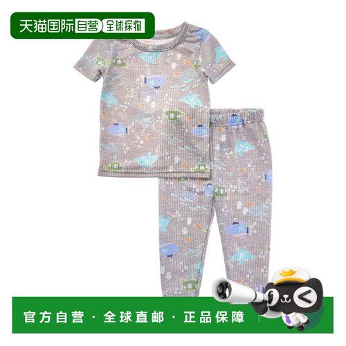 自营Only Boys 2pc Soft & Cozy Rib Pajama Set - grey 美国奥莱