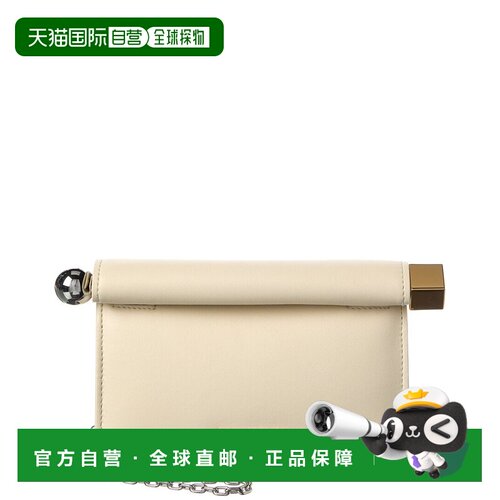 自营Jacquemus圆形Carre小号皮革手拿包-白色 美国奥莱直发