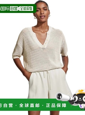 自营Varley Callie Top Women's Egret  Cotton Open Knit Droppe
