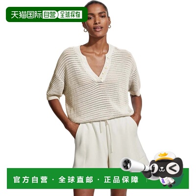 自营Varley Callie Top Women's Egret  Cotton Open Knit Droppe