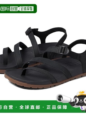 1h可退 香港直邮潮奢 chaco 女士 Lowdown 皮质缠带凉鞋 black黑