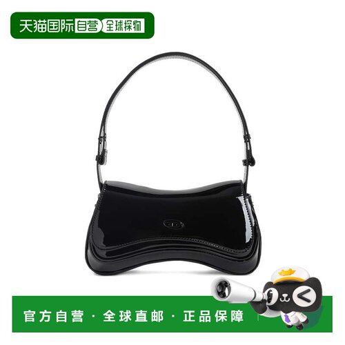 自营dieselSculpted Patent Shoulder Bag with Adjustable Strap