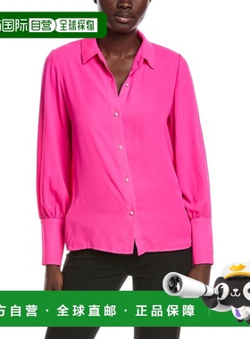 自营CeCe Button-Down Collared Tall Cuff Blouse - pink 美国奥