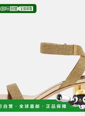 自营Dsquared2 Gold Lurex Fabric Ankle Strap Sandals - gold