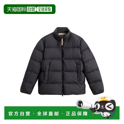 自营woolrichStructured Black Coat With Minimalist Design - b