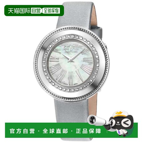 自营Gevril女士Gandria瑞士钻石手表，316L不锈钢表壳，白色拖把-