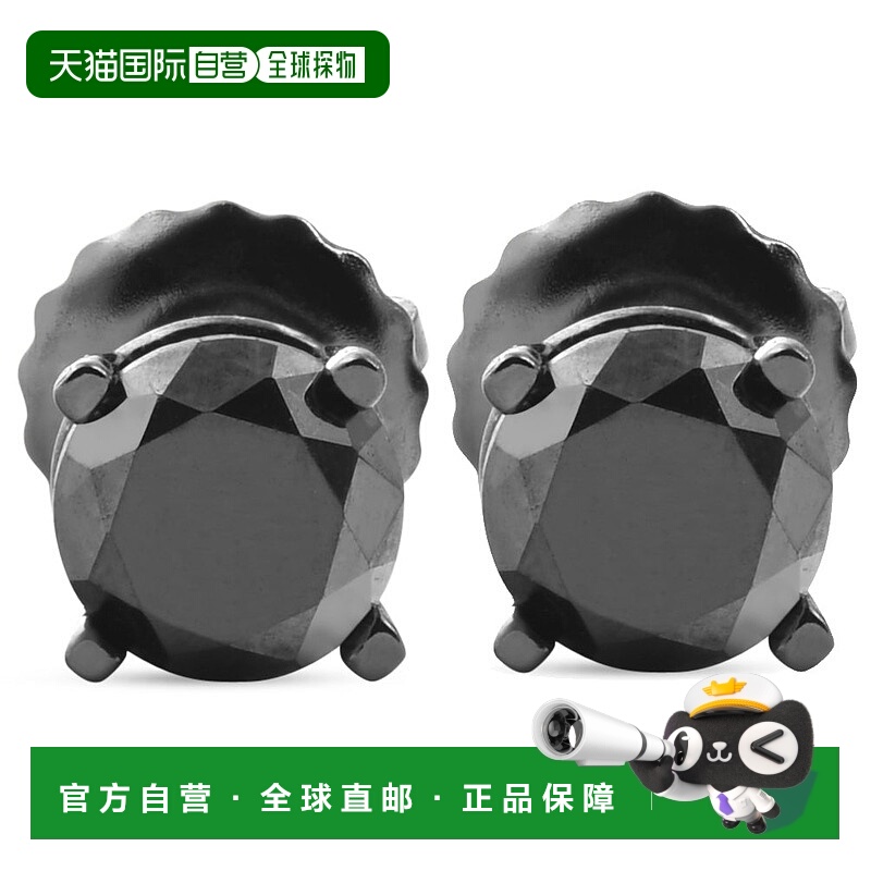 自营 pompeii32 个 TCW 14k 黑金圆形黑钻螺旋耳钉耳环 - 14k 黑