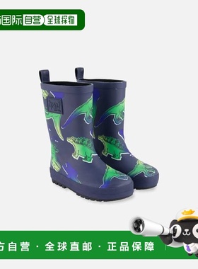 自营deux par deuxPrinted Rain Boots Blue And Green Dino On N