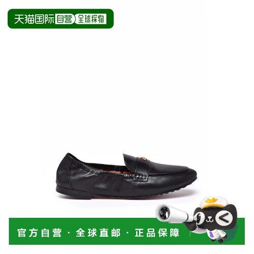 自营tory burch黑色Emblem皮革乐福鞋-黑色 美国奥莱直发