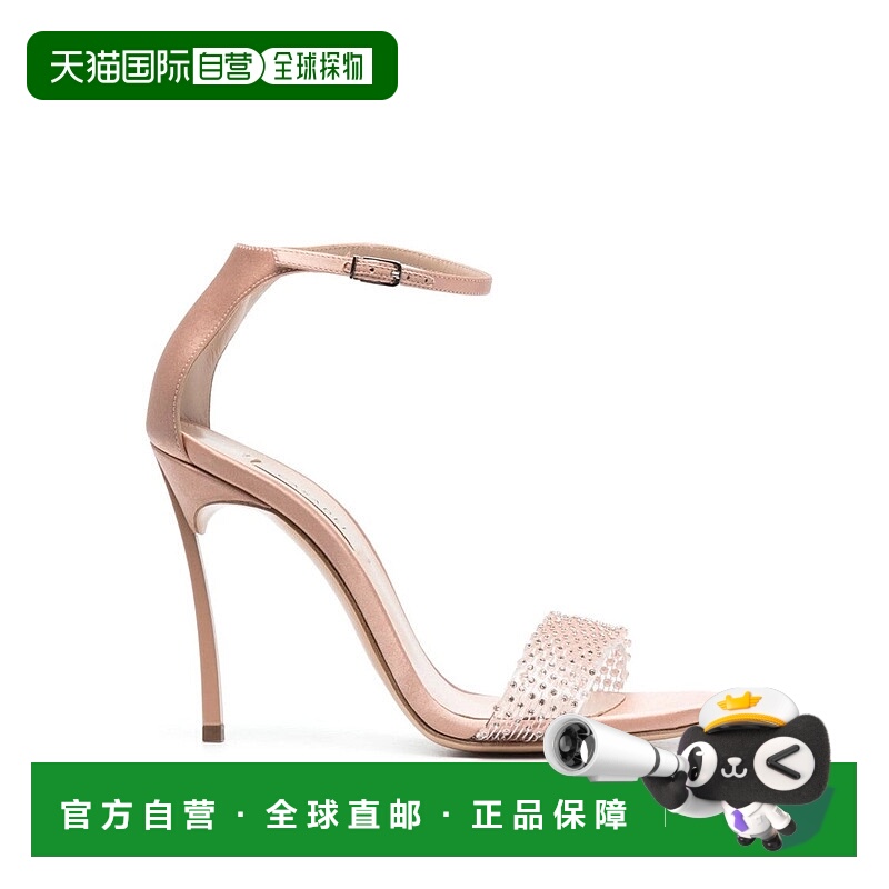 自营casadei100毫米Blade二十年代缎面凉鞋-中性色 美国奥莱直发